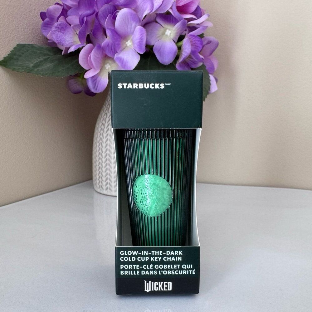 NIB Starbucks WICKED Glow in the Dark Keychain Mini Tumbler